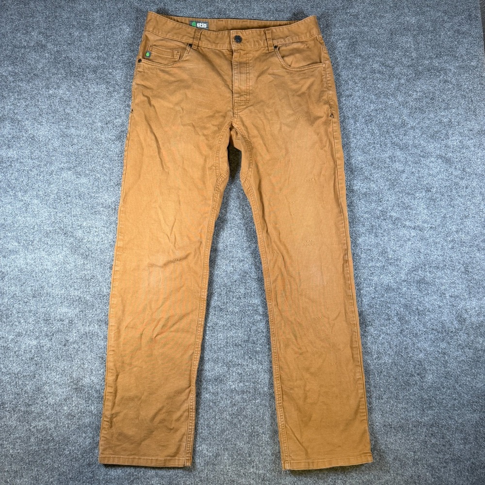 Stio Pants Mens 33x31 Brown Canvas Straight Organic Cotton